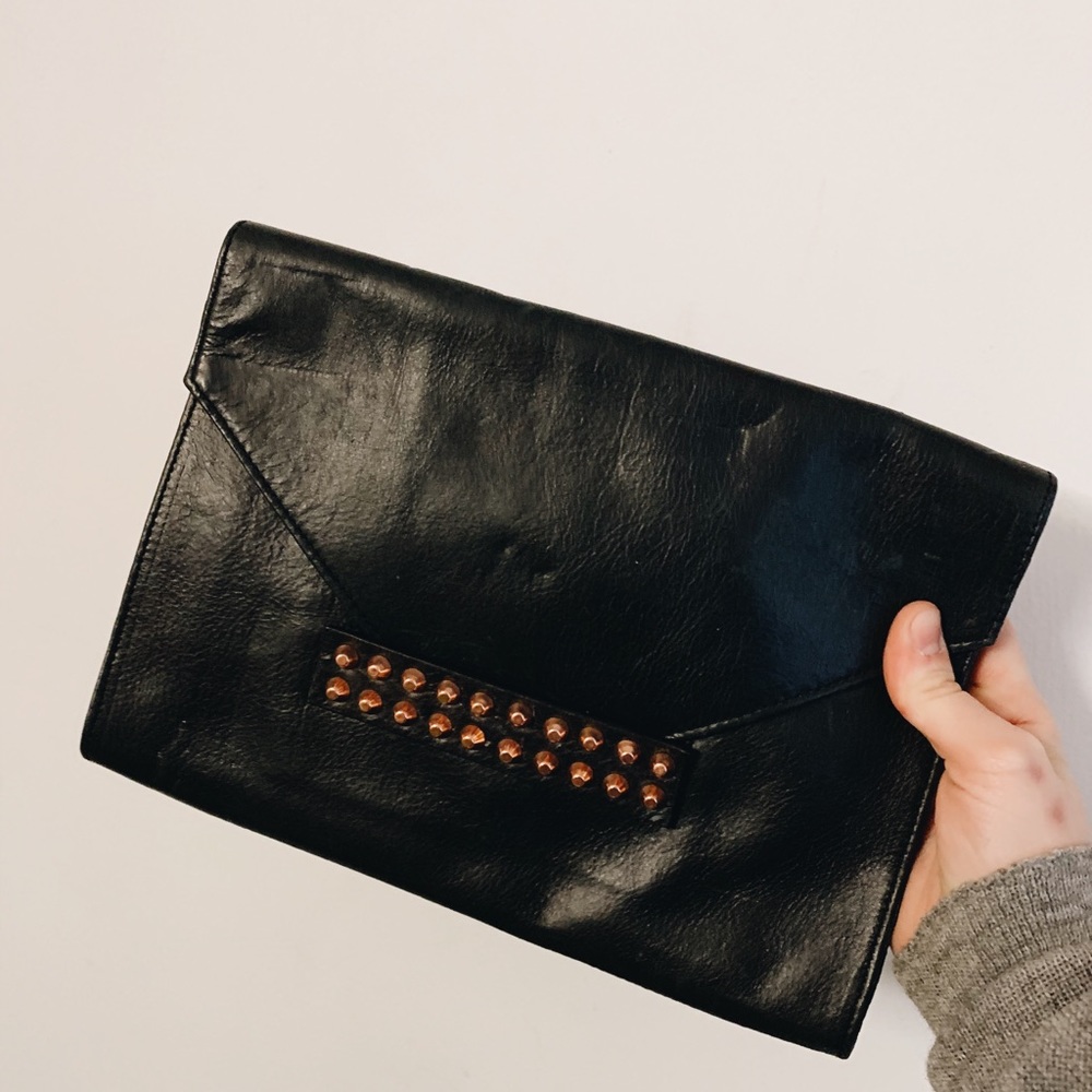 Romygold envelope leather studded clutch purse